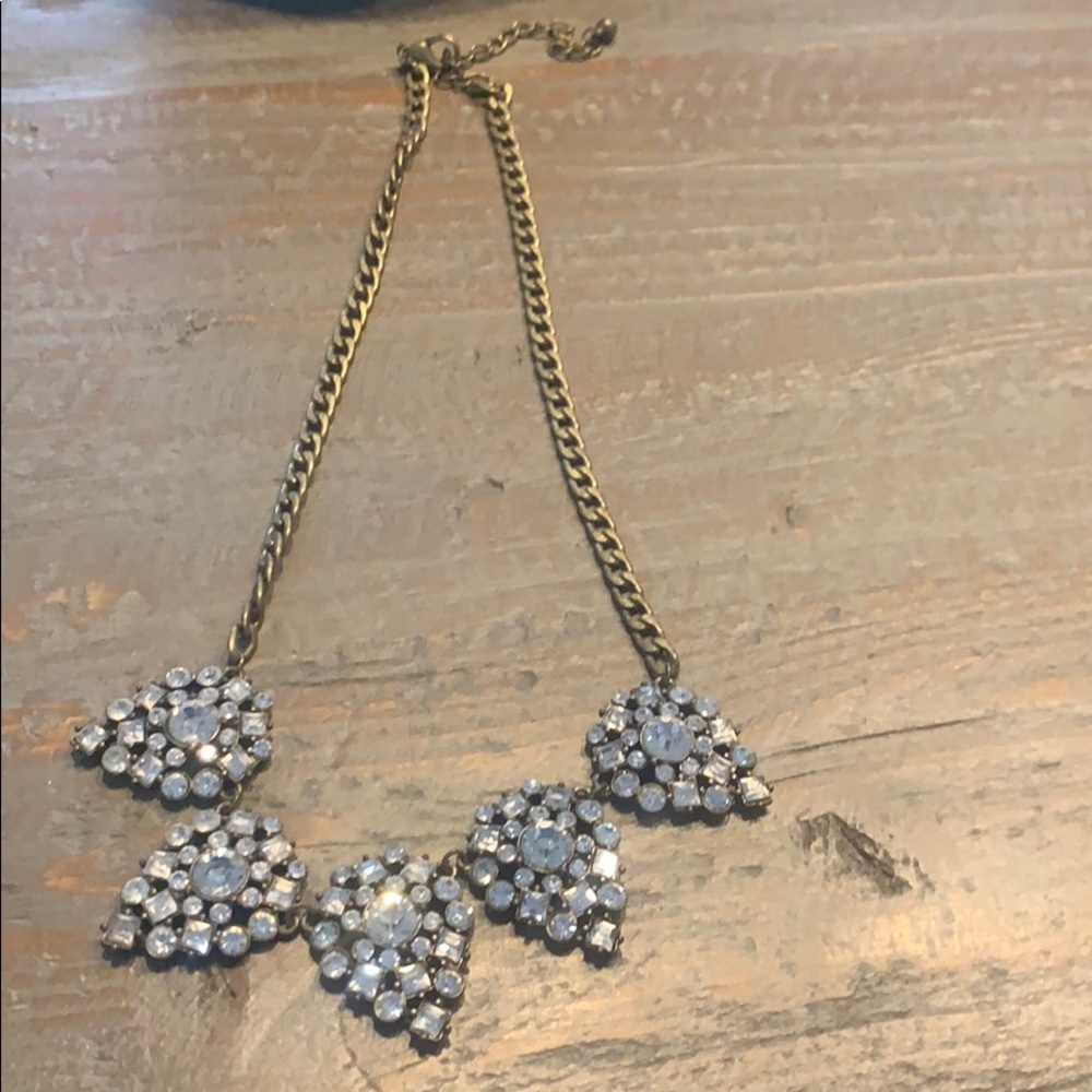 Brushed bronze crystal necklace
